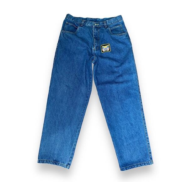 Jeff‎ Hamilton Patchwork Jeans Mens 35x32 Rare Jeans VTG - Picture 1 of 12